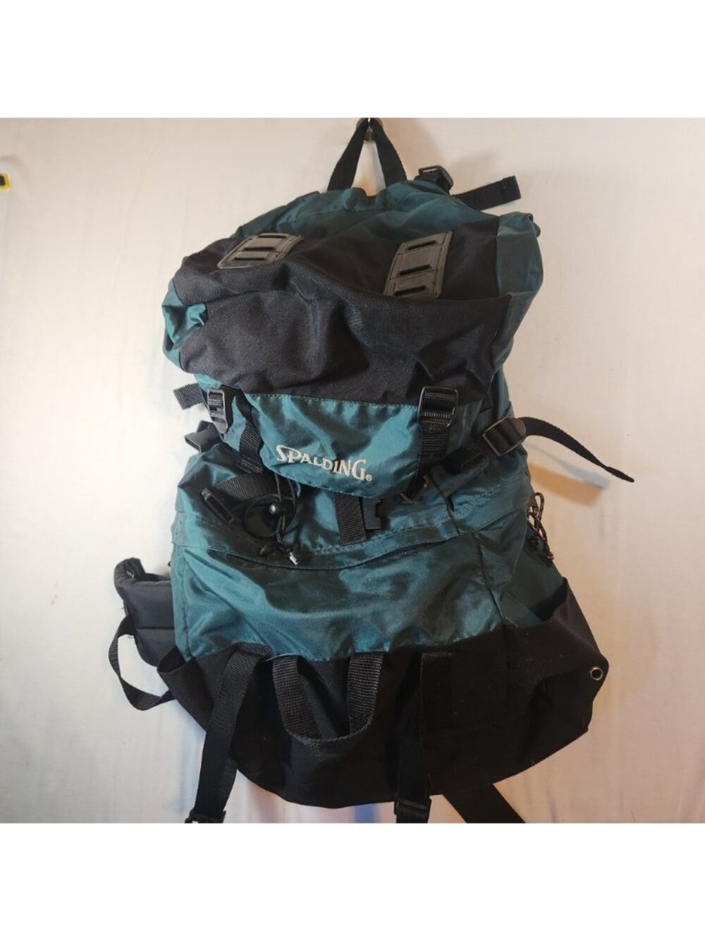 Spalding Vintage Internal Frame Hiking Backpack Teal Black Camping Rucksack